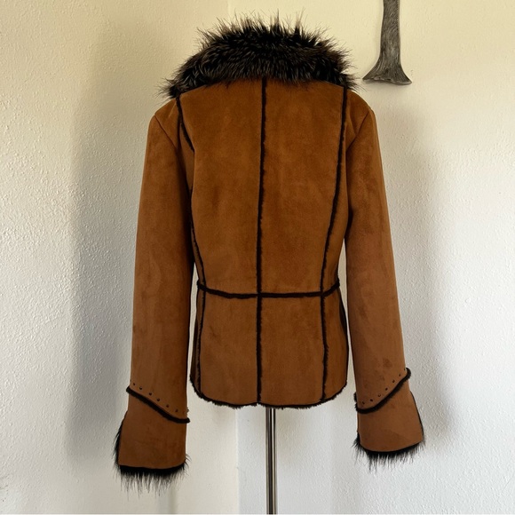 Regent Park Faux Suede & Fur Trim and Brown Crossover Jacket - Picture 6 of 9